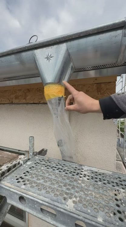 DrainFix Fallrohrschlauch-Halter – provisorische Wasserableitung ohne Klebeband